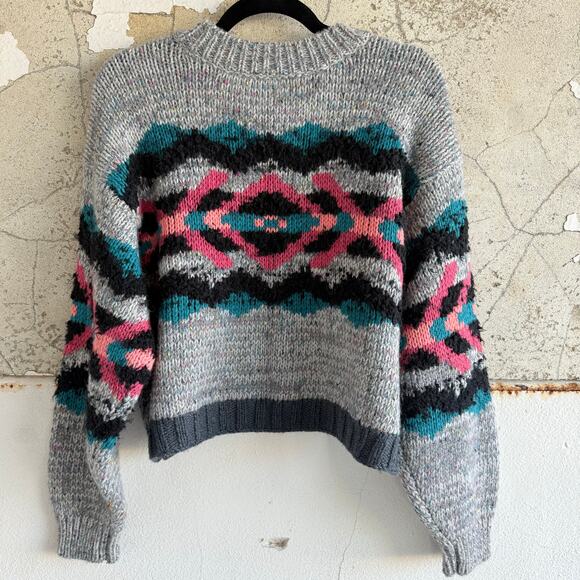 Free People Sweater Alpaca Wool Blend Fuzzy Cropped Pullover Women S I Heart You - Picture 5 of 10